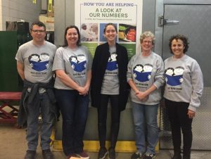 Steve, Leslie, Colleen, Margie, and Judy after their shift at the Food Bank
