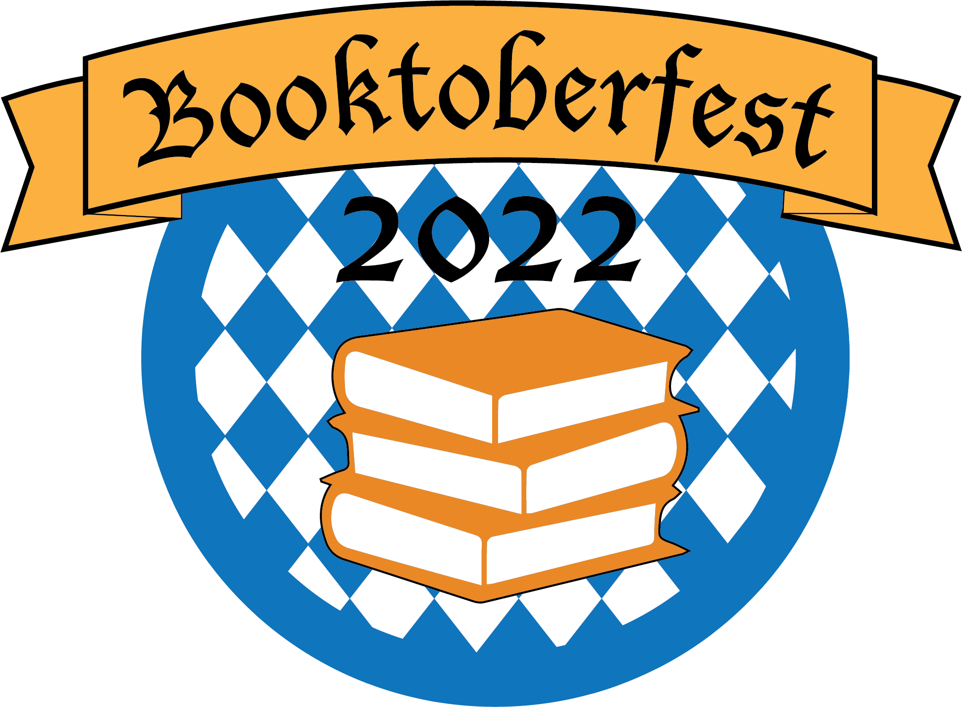BooktoberfestLogo two women standing outside next to a cart full of boxes