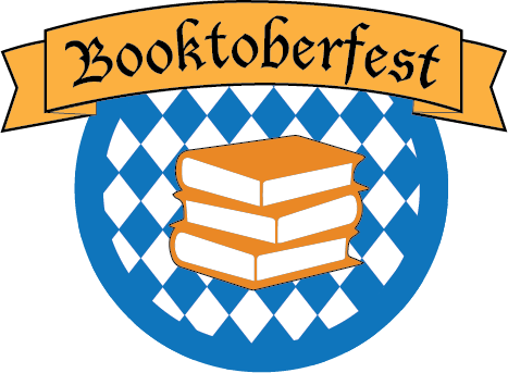Booktoberfest-logo-no-year two women standing outside next to a cart full of boxes